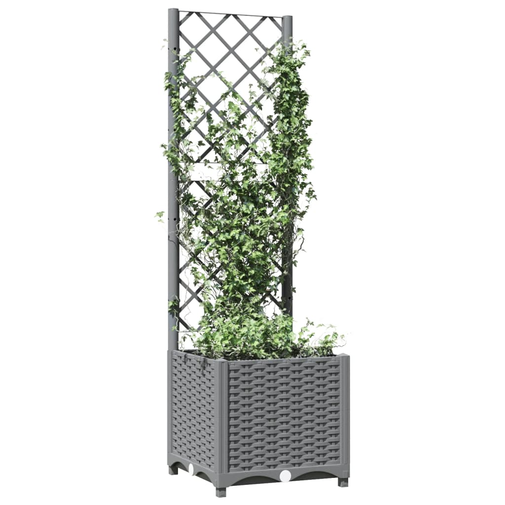Plantenbak met latwerk 40x40x136 cm polypropeen lichtgrijs is nu te koop bij PeponiXL, paradijselijk wonen!