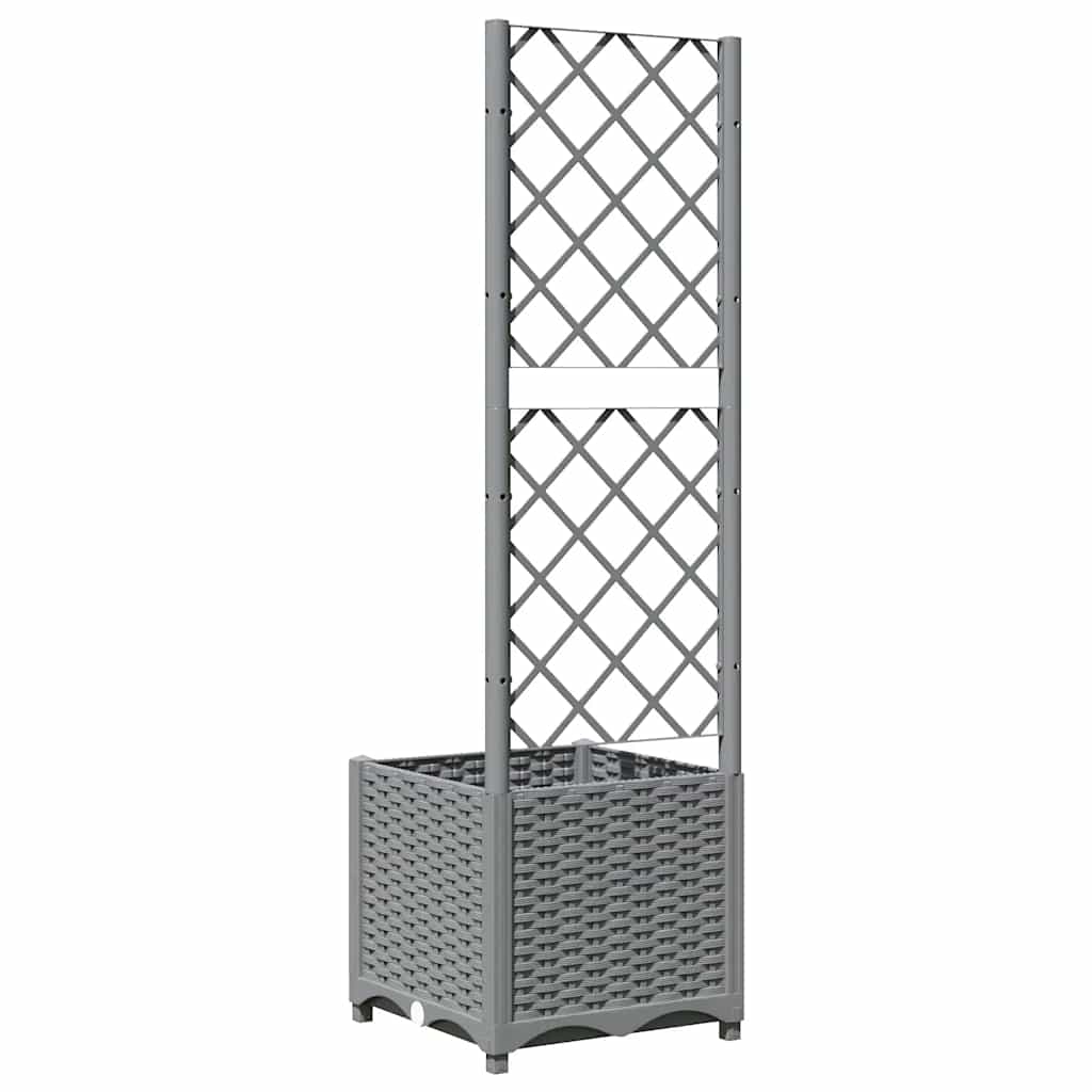 Plantenbak met latwerk 40x40x136 cm polypropeen lichtgrijs is nu te koop bij PeponiXL, paradijselijk wonen!