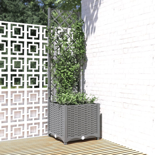 Plantenbak met latwerk 40x40x136 cm polypropeen lichtgrijs is nu te koop bij PeponiXL, paradijselijk wonen!