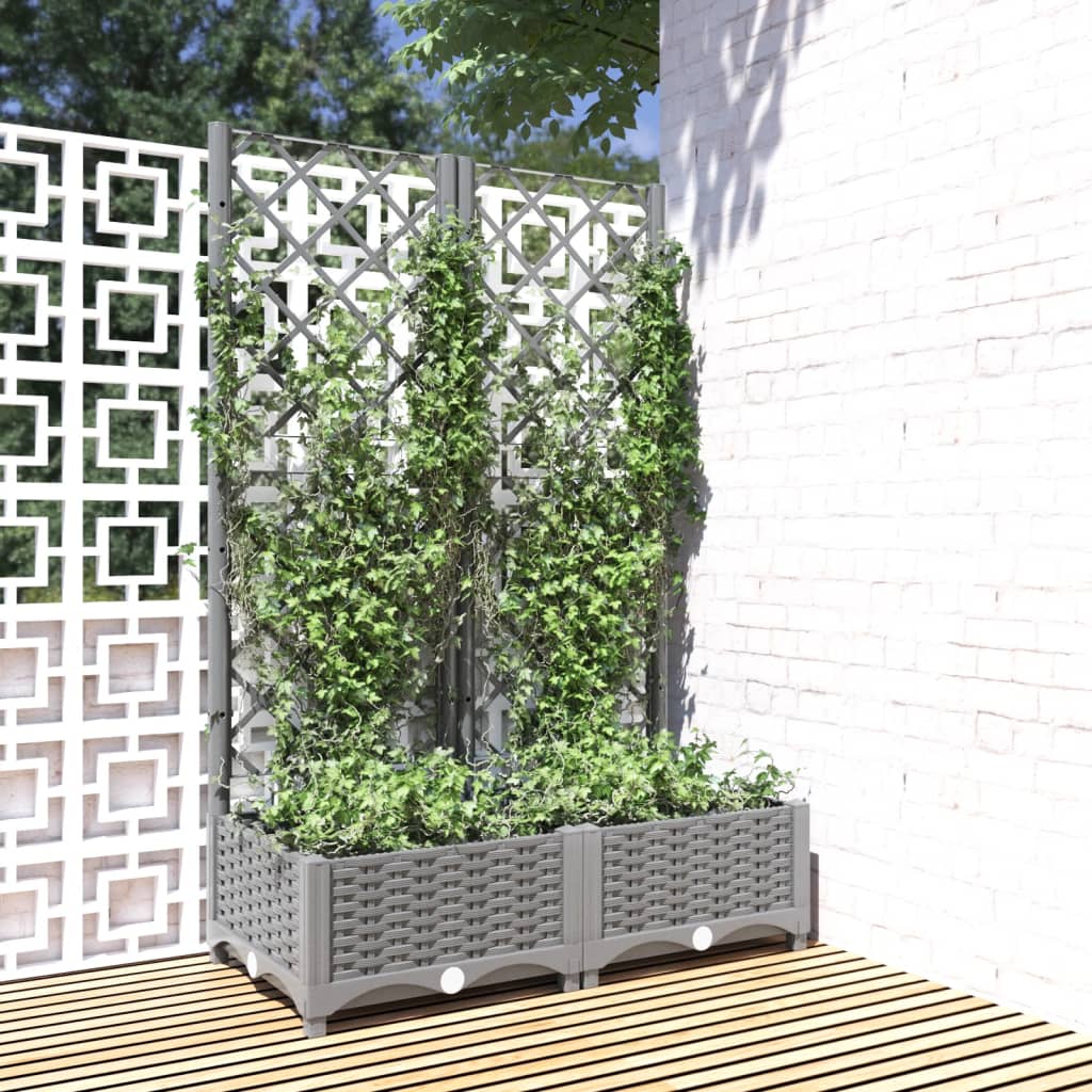 Plantenbak met latwerk 80x40x121,5 cm polypropeen lichtgrijs is nu te koop bij PeponiXL, paradijselijk wonen!