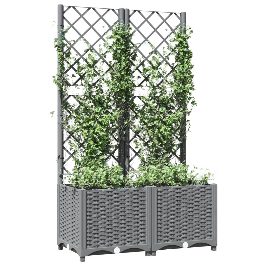 Plantenbak met latwerk 80x40x136 cm polypropeen lichtgrijs is nu te koop bij PeponiXL, paradijselijk wonen!