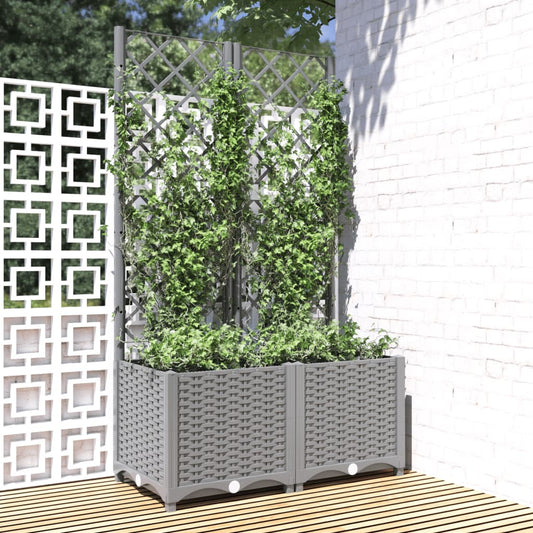 Plantenbak met latwerk 80x40x136 cm polypropeen lichtgrijs is nu te koop bij PeponiXL, paradijselijk wonen!