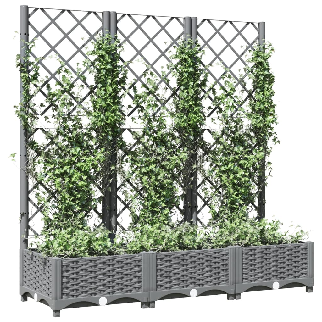 Plantenbak met latwerk 120x40x121,5 cm polypropeen lichtgrijs is nu te koop bij PeponiXL, paradijselijk wonen!