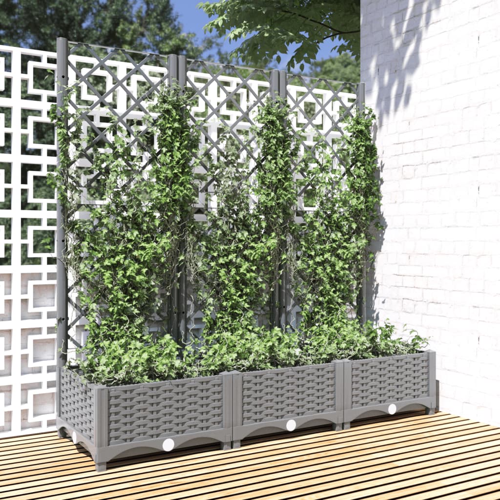 Plantenbak met latwerk 120x40x121,5 cm polypropeen lichtgrijs is nu te koop bij PeponiXL, paradijselijk wonen!