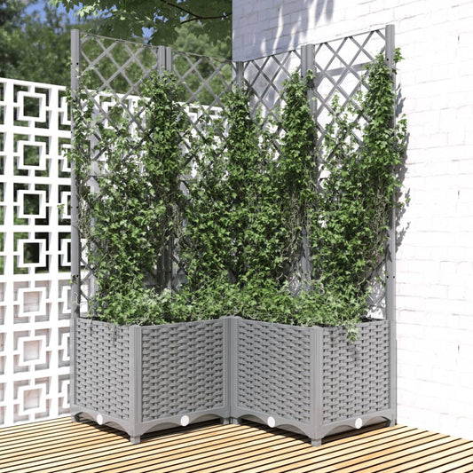 Plantenbak met latwerk 80x80x136 cm polypropeen lichtgrijs is nu te koop bij PeponiXL, paradijselijk wonen!