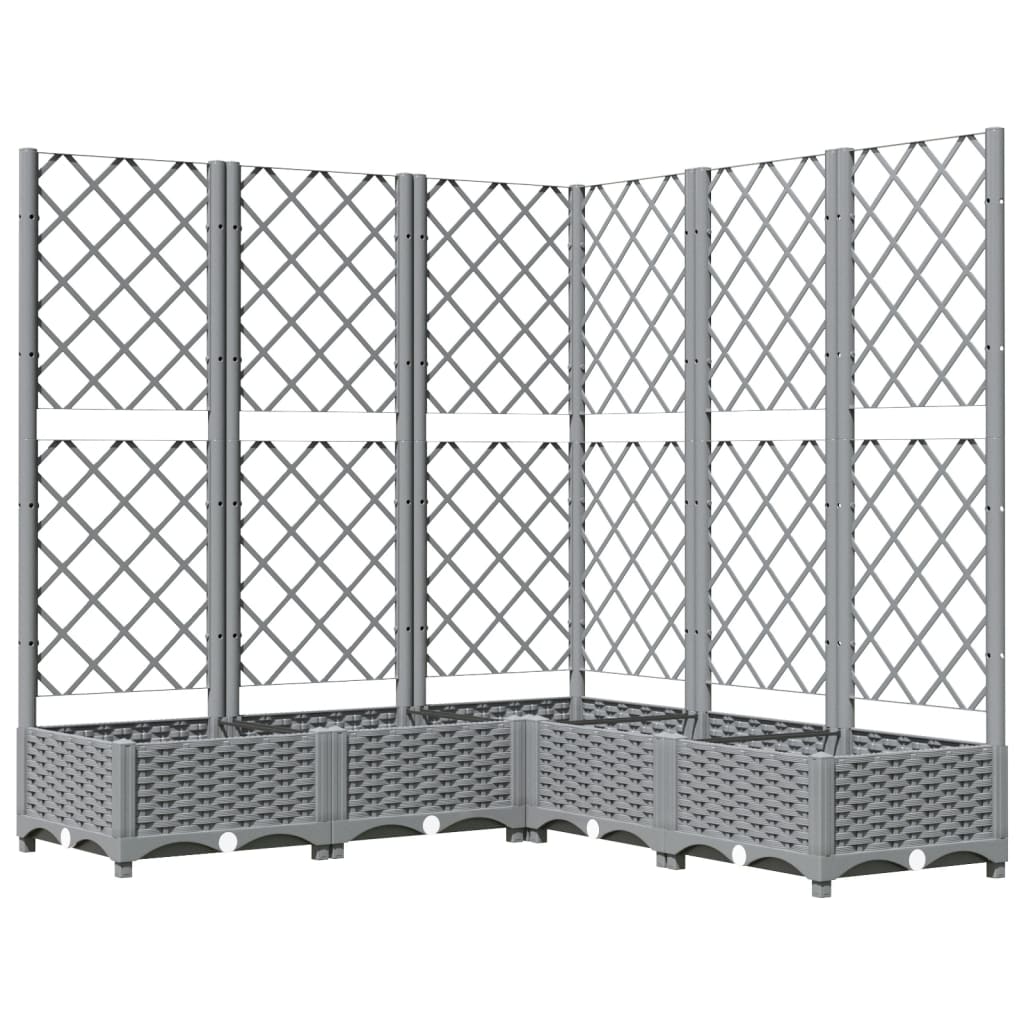 Plantenbak met latwerk 120x120x121,5 cm polypropeen lichtgrijs is nu te koop bij PeponiXL, paradijselijk wonen!
