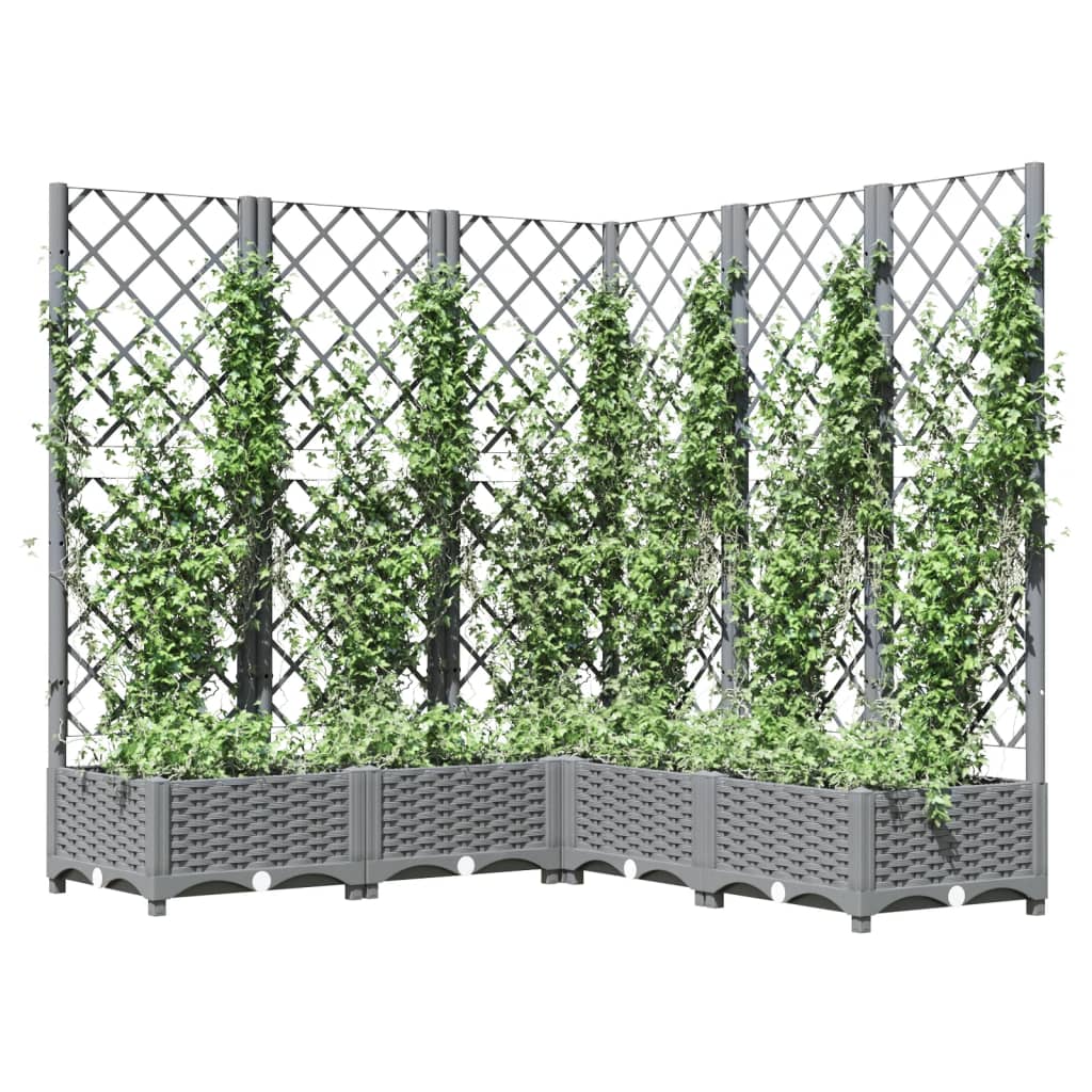 Plantenbak met latwerk 120x120x121,5 cm polypropeen lichtgrijs is nu te koop bij PeponiXL, paradijselijk wonen!