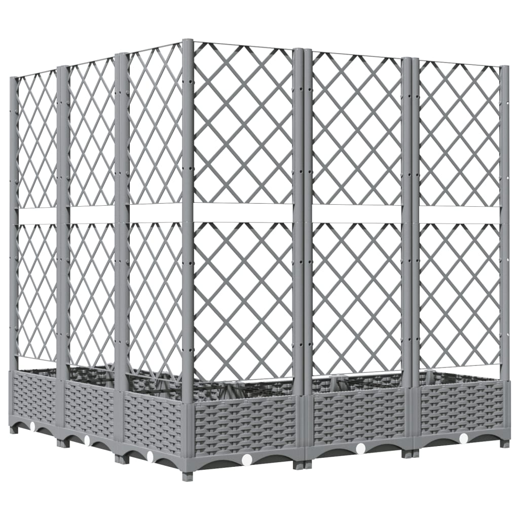 Plantenbak met latwerk 120x120x121,5 cm polypropeen lichtgrijs is nu te koop bij PeponiXL, paradijselijk wonen!