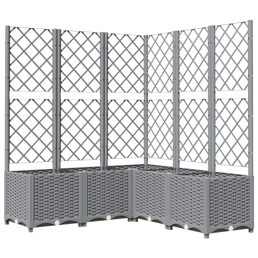 Plantenbak met latwerk 120x120x136 cm polypropeen lichtgrijs is nu te koop bij PeponiXL, paradijselijk wonen!