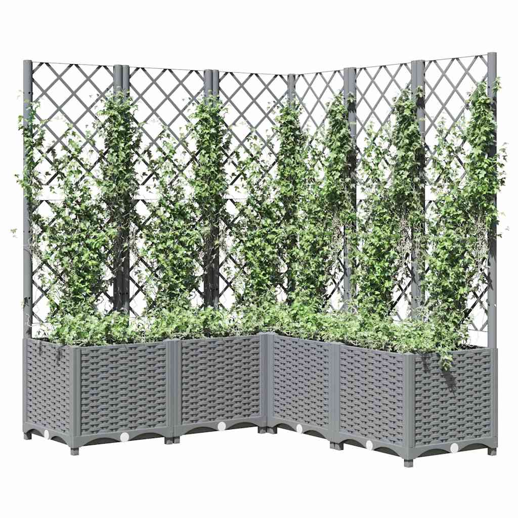 Plantenbak met latwerk 120x120x136 cm polypropeen lichtgrijs is nu te koop bij PeponiXL, paradijselijk wonen!