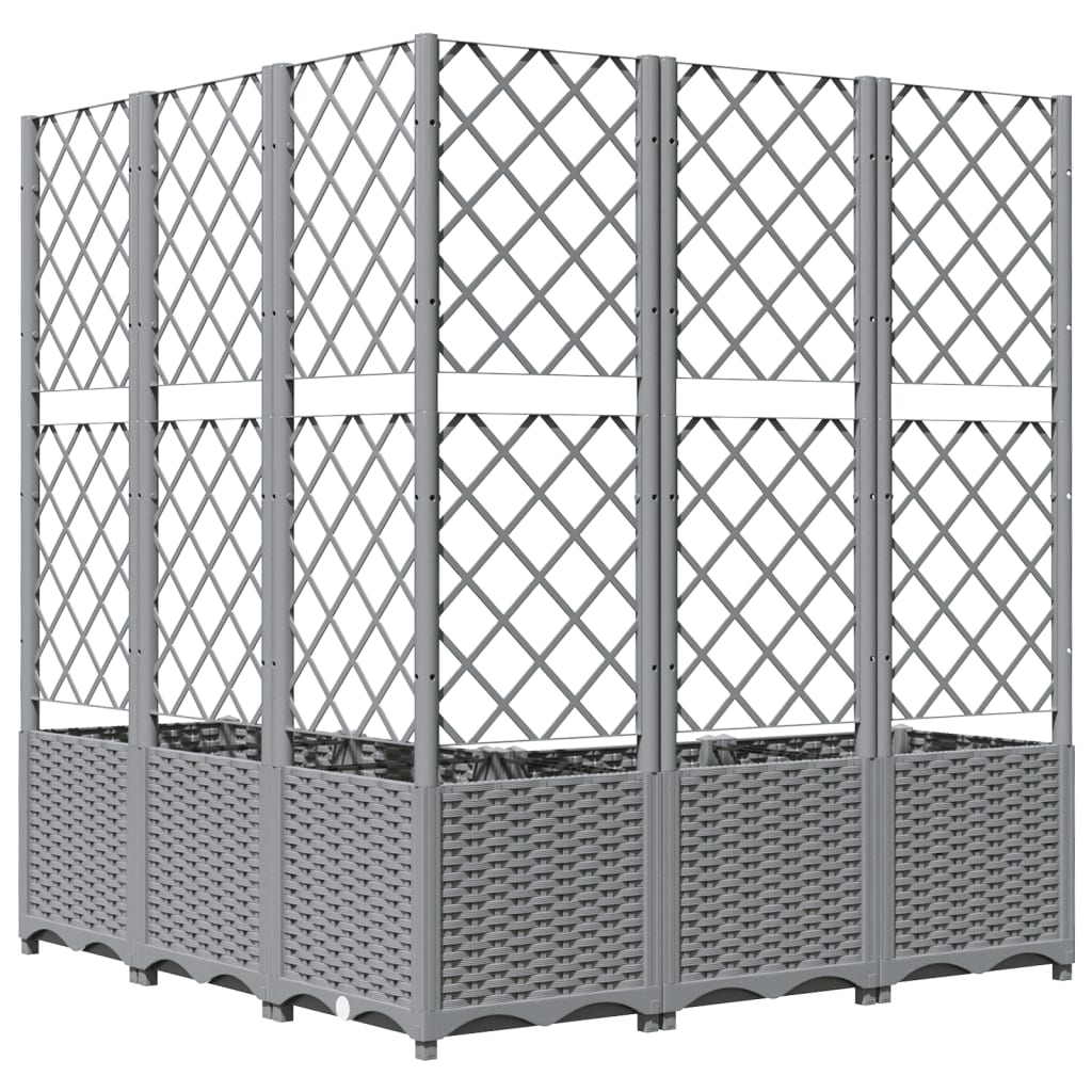 Plantenbak met latwerk 120x120x136 cm polypropeen lichtgrijs is nu te koop bij PeponiXL, paradijselijk wonen!