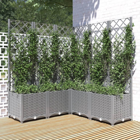 Plantenbak met latwerk 120x120x136 cm polypropeen lichtgrijs is nu te koop bij PeponiXL, paradijselijk wonen!