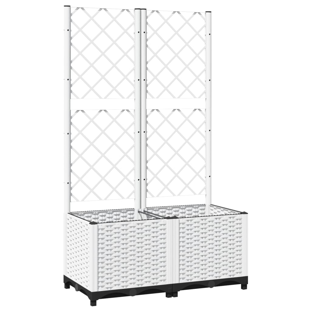 Plantenbak met latwerk 80x40x136 cm polypropeen wit is nu te koop bij PeponiXL, paradijselijk wonen!