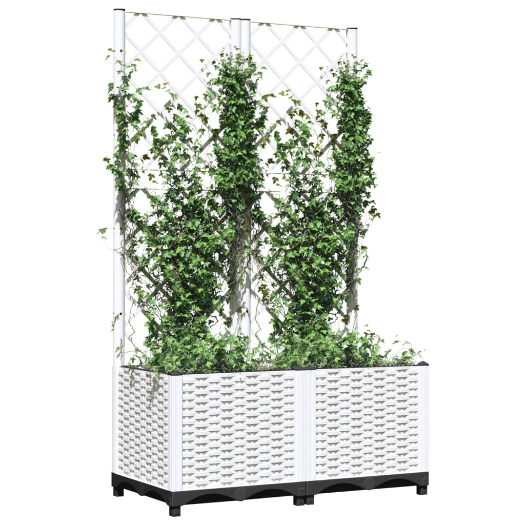 Plantenbak met latwerk 80x40x136 cm polypropeen wit is nu te koop bij PeponiXL, paradijselijk wonen!