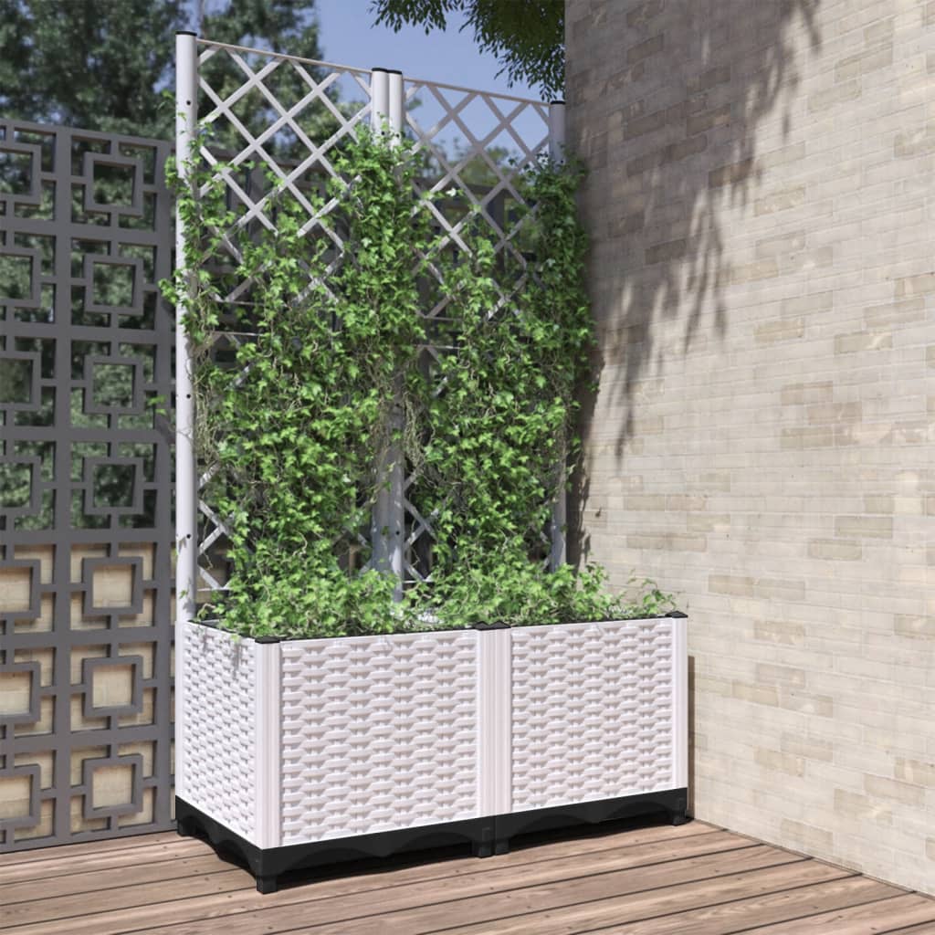 Plantenbak met latwerk 80x40x136 cm polypropeen wit is nu te koop bij PeponiXL, paradijselijk wonen!