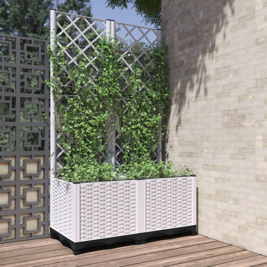 Plantenbak met latwerk 80x40x136 cm polypropeen wit is nu te koop bij PeponiXL, paradijselijk wonen!