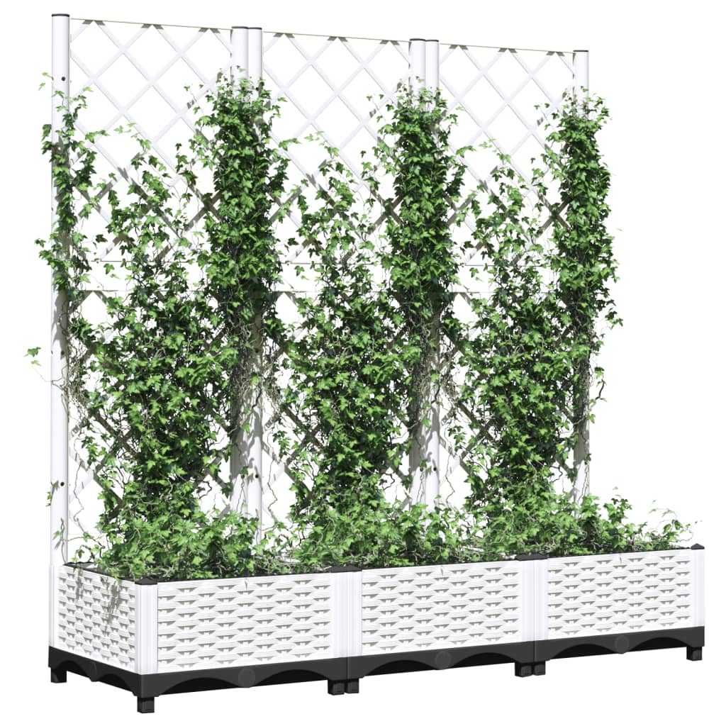 Plantenbak met trellis wit 120x40x121,5 cm PP is nu te koop bij PeponiXL, paradijselijk wonen!