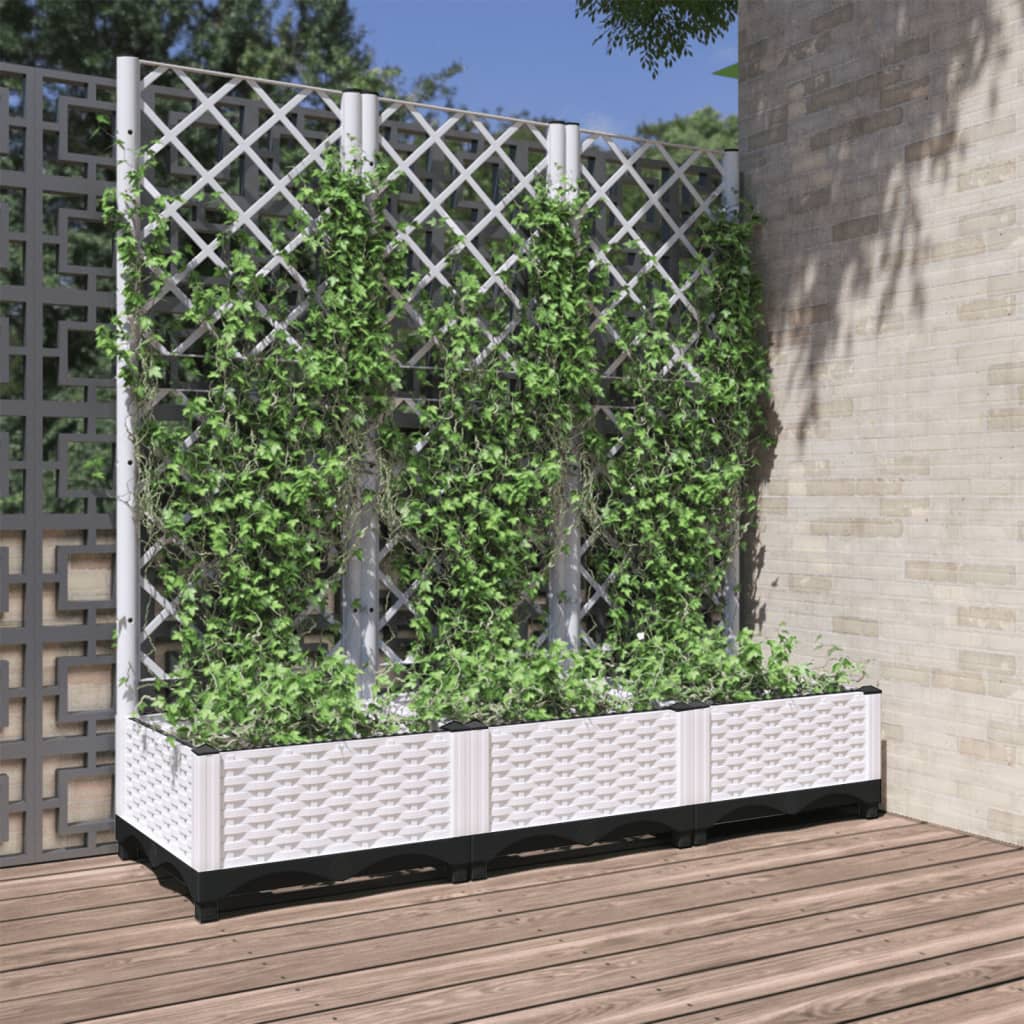 Plantenbak met trellis wit 120x40x121,5 cm PP is nu te koop bij PeponiXL, paradijselijk wonen!