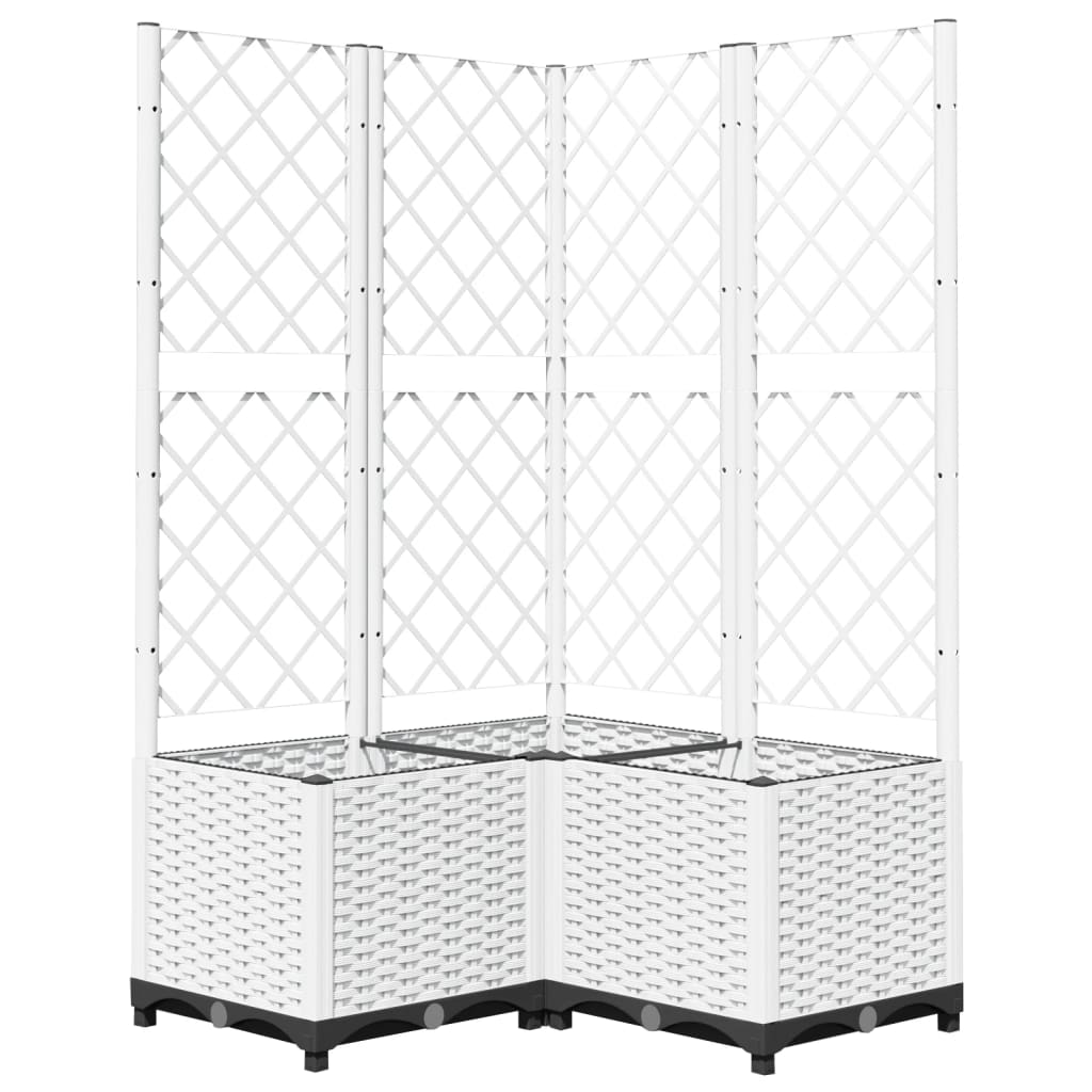 Plantenbak met latwerk 80x80x136 cm polypropeen wit is nu te koop bij PeponiXL, paradijselijk wonen!