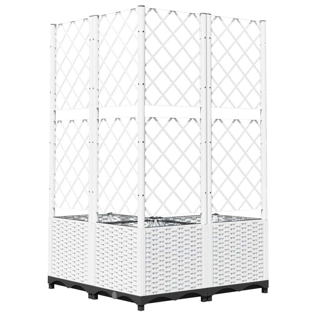 Plantenbak met latwerk 80x80x136 cm polypropeen wit is nu te koop bij PeponiXL, paradijselijk wonen!