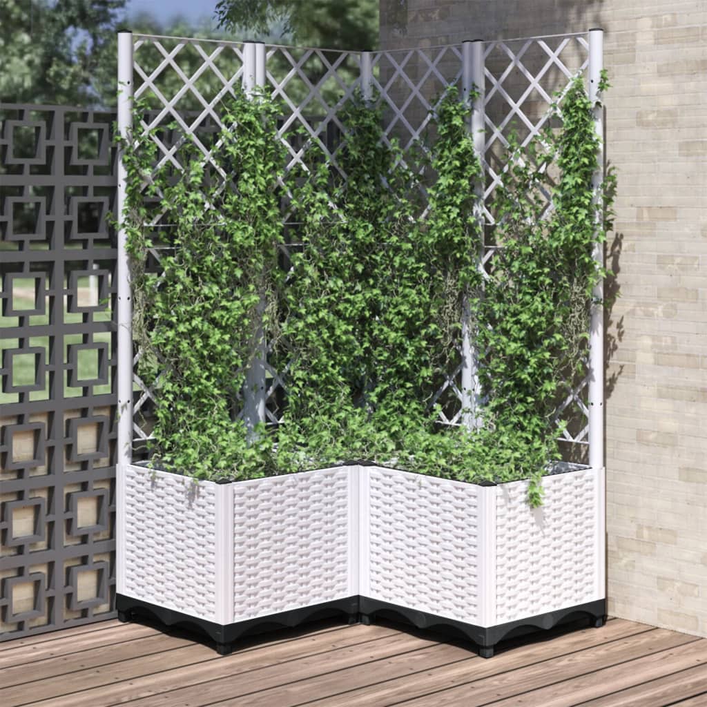 Plantenbak met latwerk 80x80x136 cm polypropeen wit is nu te koop bij PeponiXL, paradijselijk wonen!