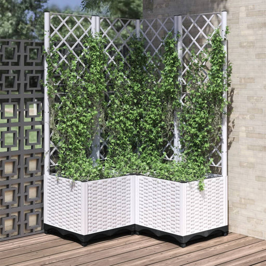 Plantenbak met latwerk 80x80x136 cm polypropeen wit is nu te koop bij PeponiXL, paradijselijk wonen!