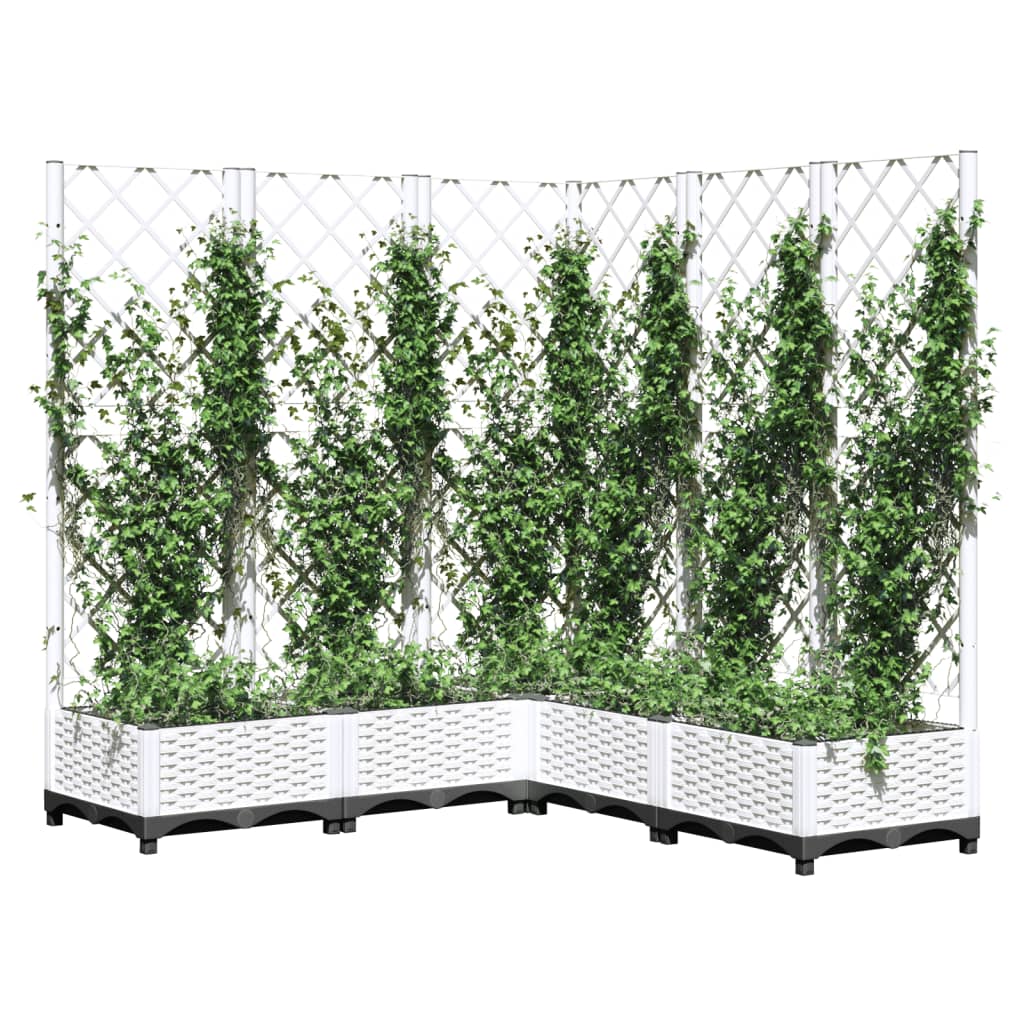 Plantenbak met latwerk 120x120x121,5 cm polypropeen wit is nu te koop bij PeponiXL, paradijselijk wonen!