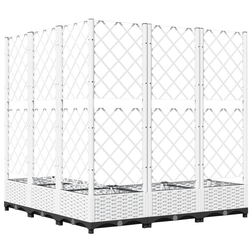 Plantenbak met latwerk 120x120x121,5 cm polypropeen wit is nu te koop bij PeponiXL, paradijselijk wonen!
