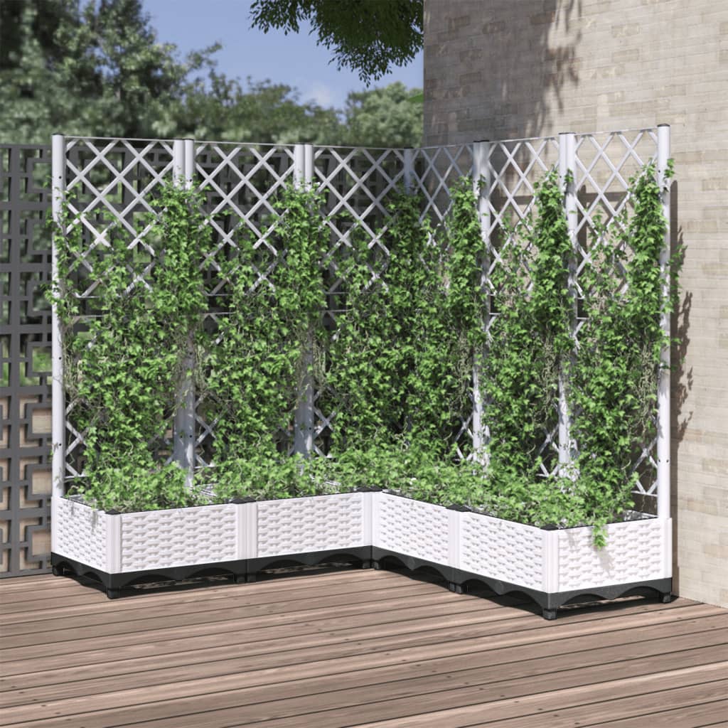 Plantenbak met latwerk 120x120x121,5 cm polypropeen wit is nu te koop bij PeponiXL, paradijselijk wonen!