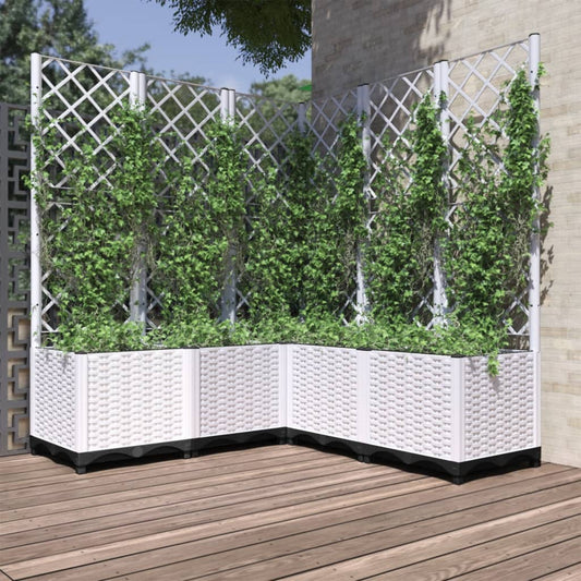 Plantenbak met latwerk 120x120x136 cm polypropeen wit is nu te koop bij PeponiXL, paradijselijk wonen!