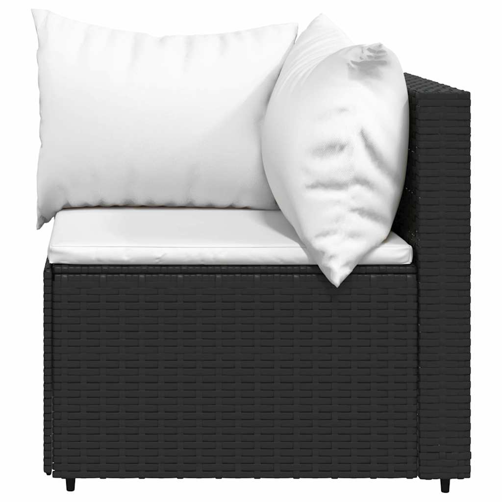 Tuinhoekbank met kussens poly rattan zwart is nu te koop bij PeponiXL, paradijselijk wonen!