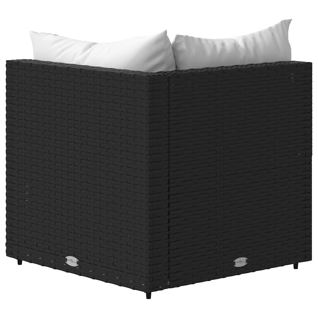 Tuinhoekbank met kussens poly rattan zwart is nu te koop bij PeponiXL, paradijselijk wonen!