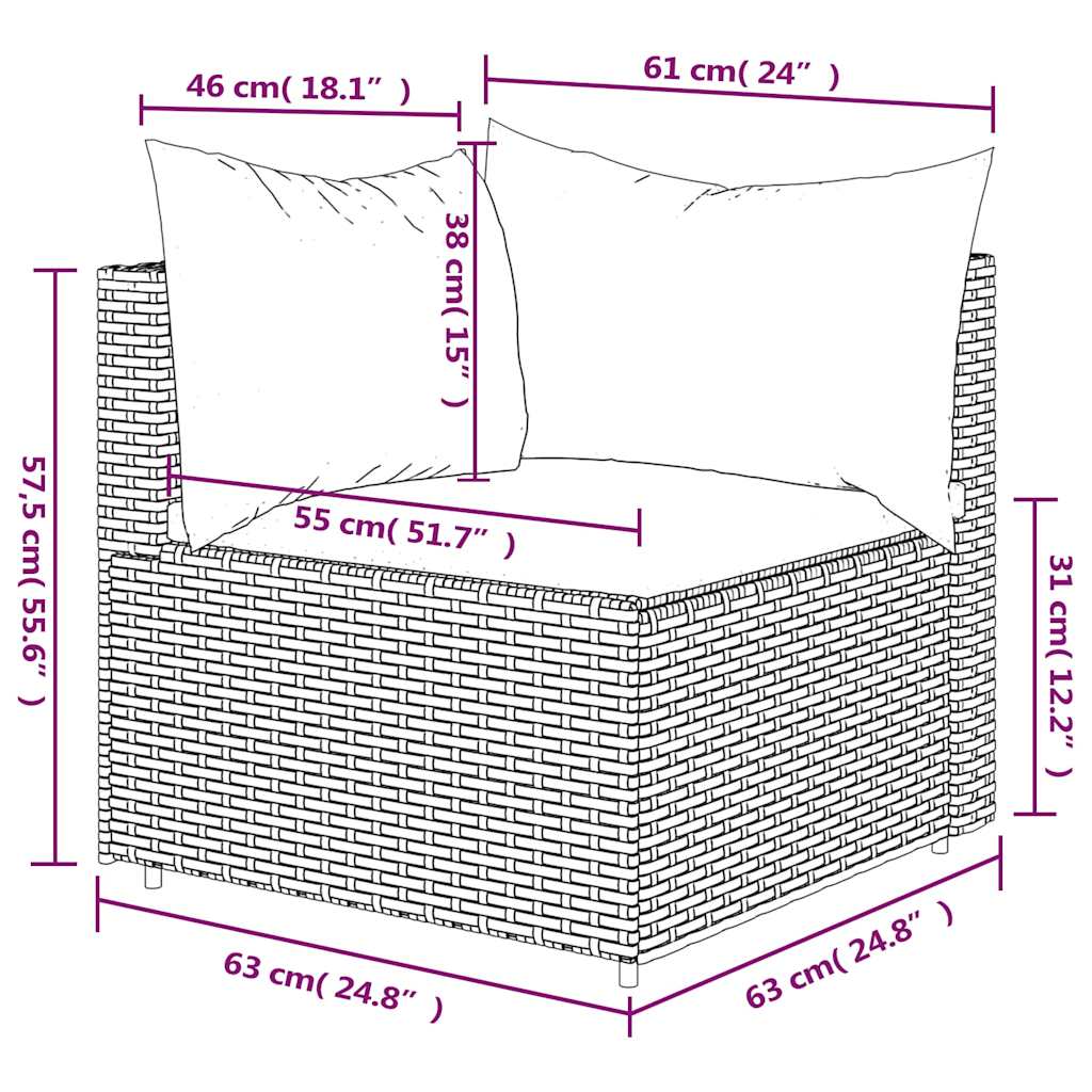 Tuinhoekbank met kussens poly rattan zwart is nu te koop bij PeponiXL, paradijselijk wonen!