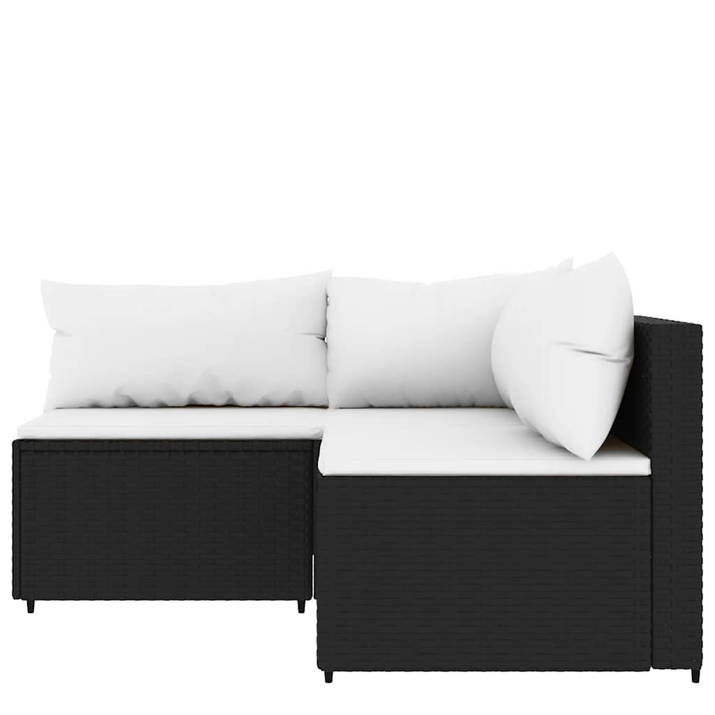 3-delige Loungeset met kussens poly rattan zwart is nu te koop bij PeponiXL, paradijselijk wonen!