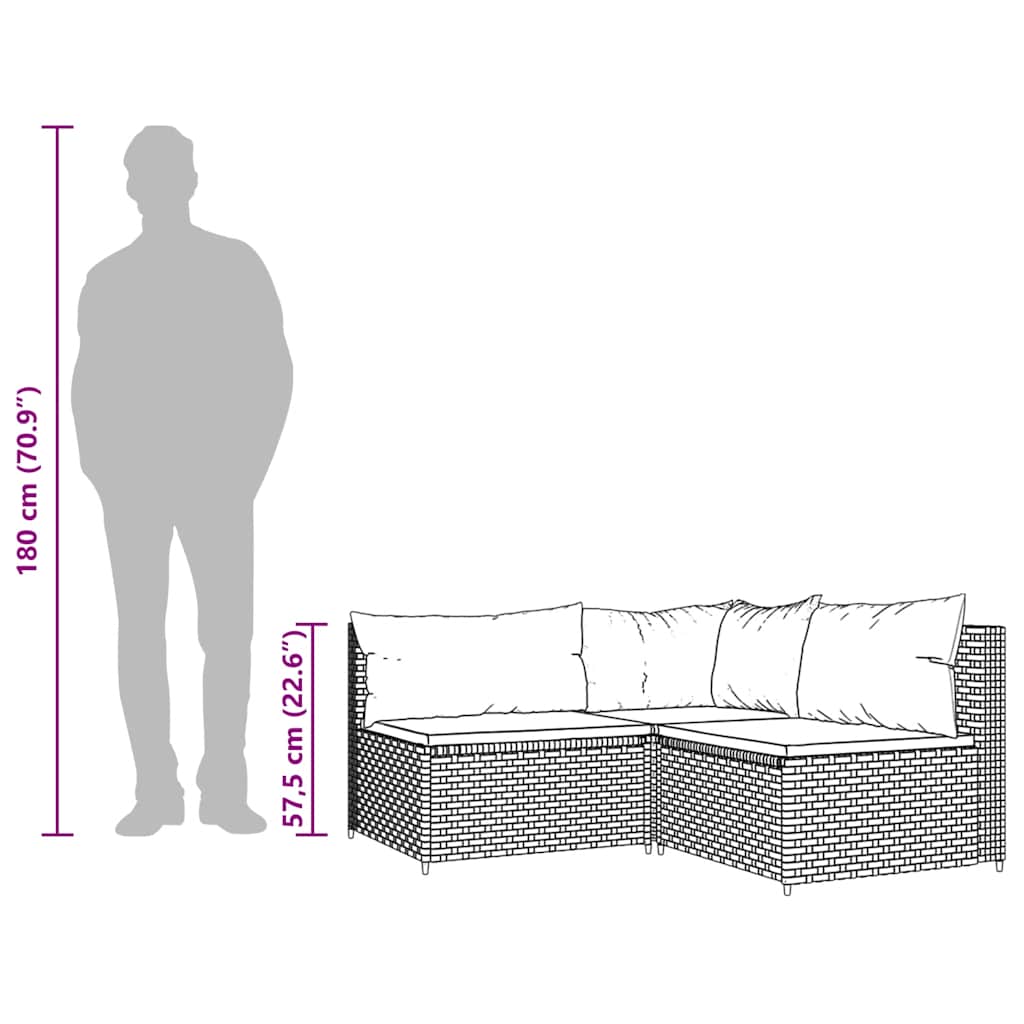 3-delige Loungeset met kussens poly rattan zwart is nu te koop bij PeponiXL, paradijselijk wonen!