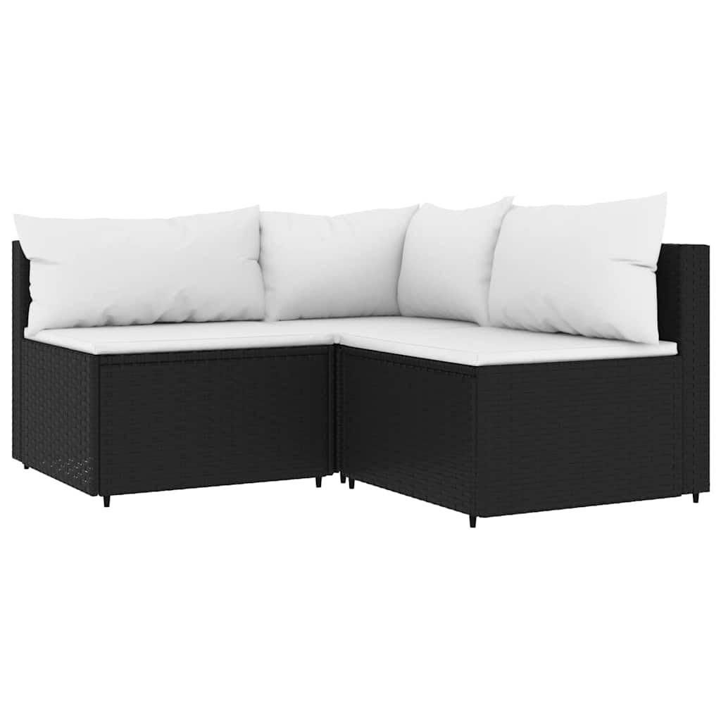 4-delige Loungeset met kussens poly rattan zwart is nu te koop bij PeponiXL, paradijselijk wonen!