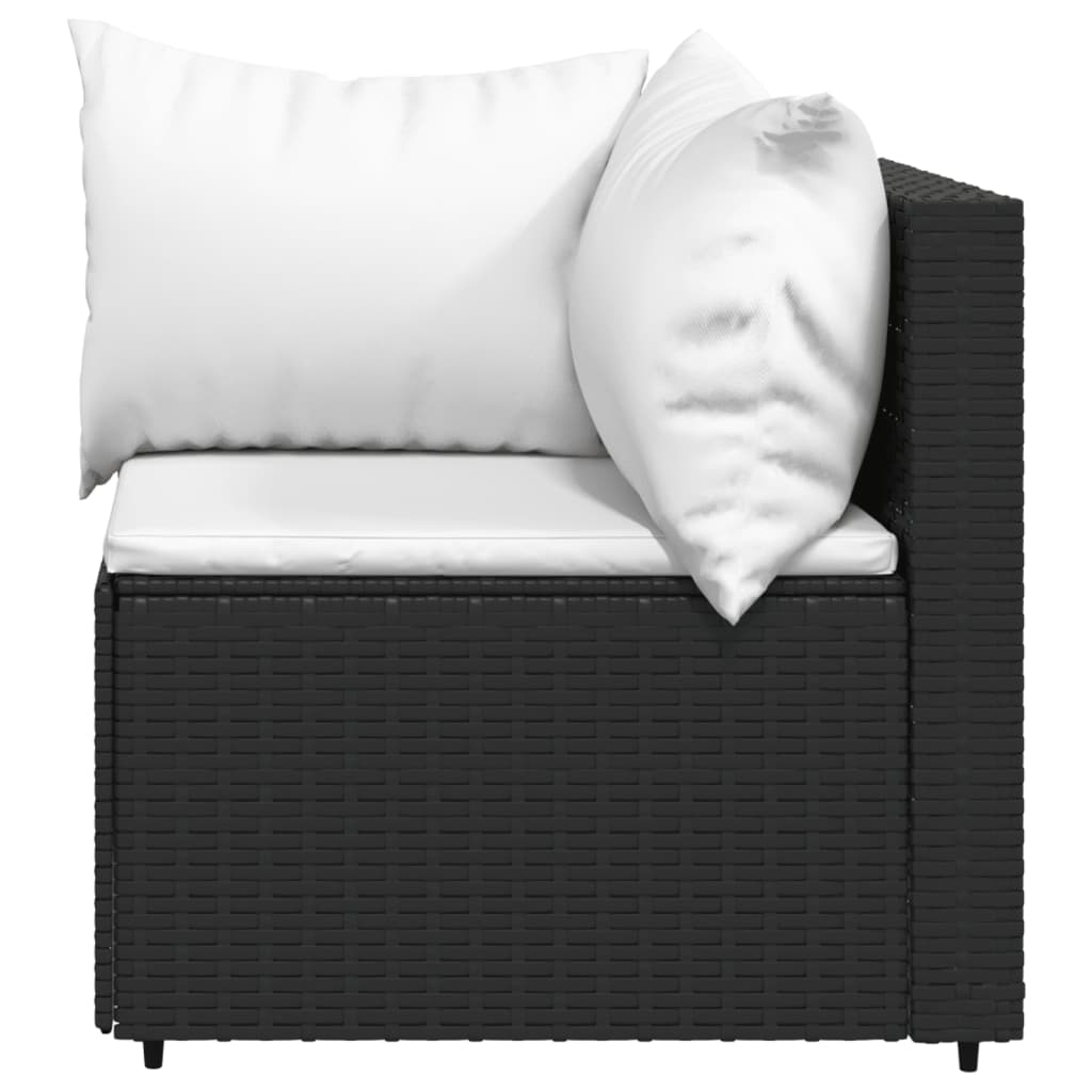 3-delige Loungeset met kussens poly rattan zwart is nu te koop bij PeponiXL, paradijselijk wonen!