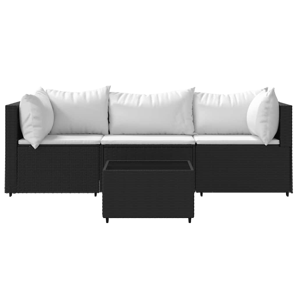 4-delige Loungeset met kussens poly rattan zwart is nu te koop bij PeponiXL, paradijselijk wonen!