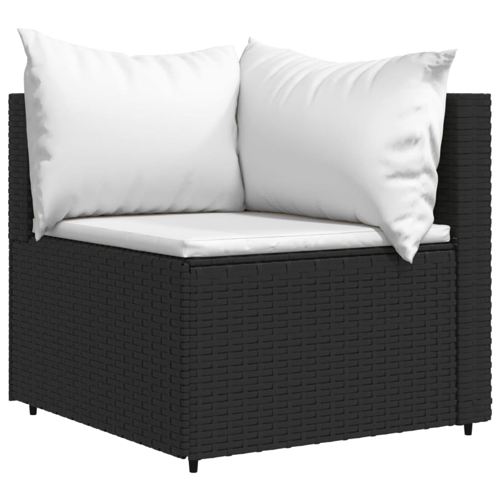 4-delige Loungeset met kussens poly rattan zwart is nu te koop bij PeponiXL, paradijselijk wonen!