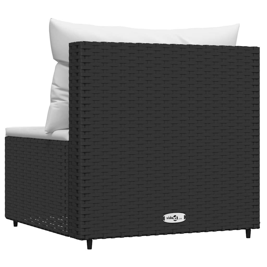 Tuinmiddenbank met kussens poly rattan zwart is nu te koop bij PeponiXL, paradijselijk wonen!