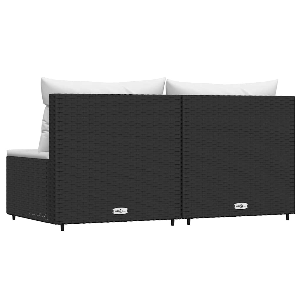 Tuinmiddenbanken met kussens 2 st poly rattan zwart is nu te koop bij PeponiXL, paradijselijk wonen!