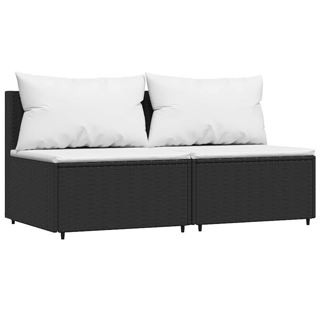3-delige Loungeset met kussens poly rattan zwart is nu te koop bij PeponiXL, paradijselijk wonen!