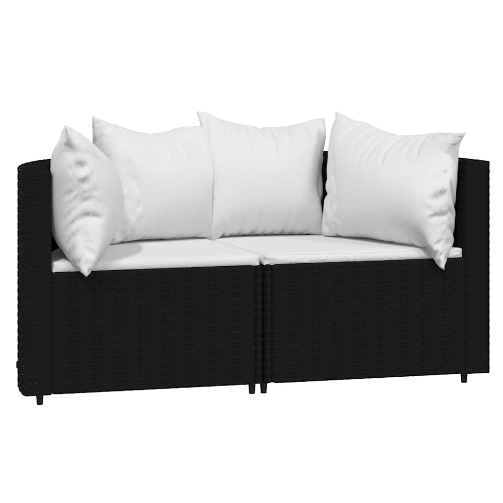 3-delige Loungeset met kussens poly rattan zwart is nu te koop bij PeponiXL, paradijselijk wonen!