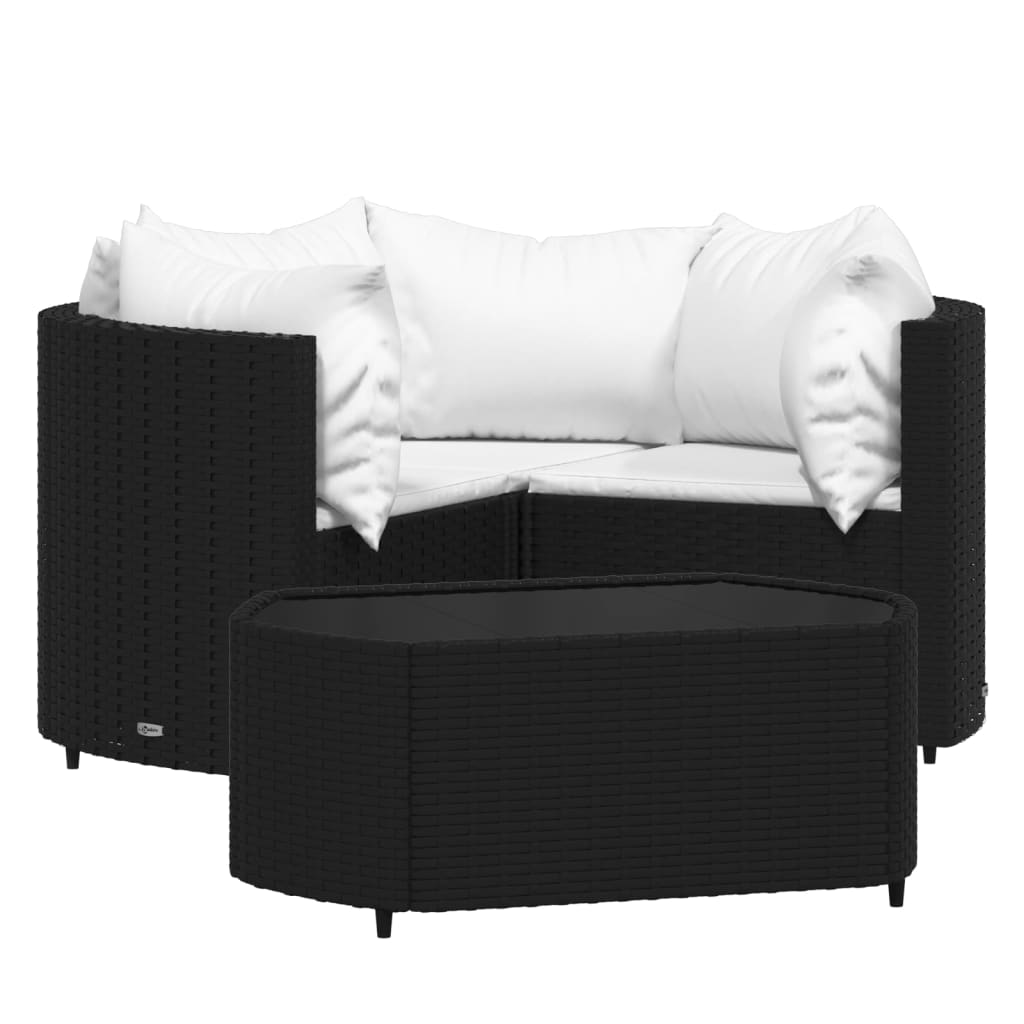4-delige Loungeset met kussens poly rattan zwart is nu te koop bij PeponiXL, paradijselijk wonen!