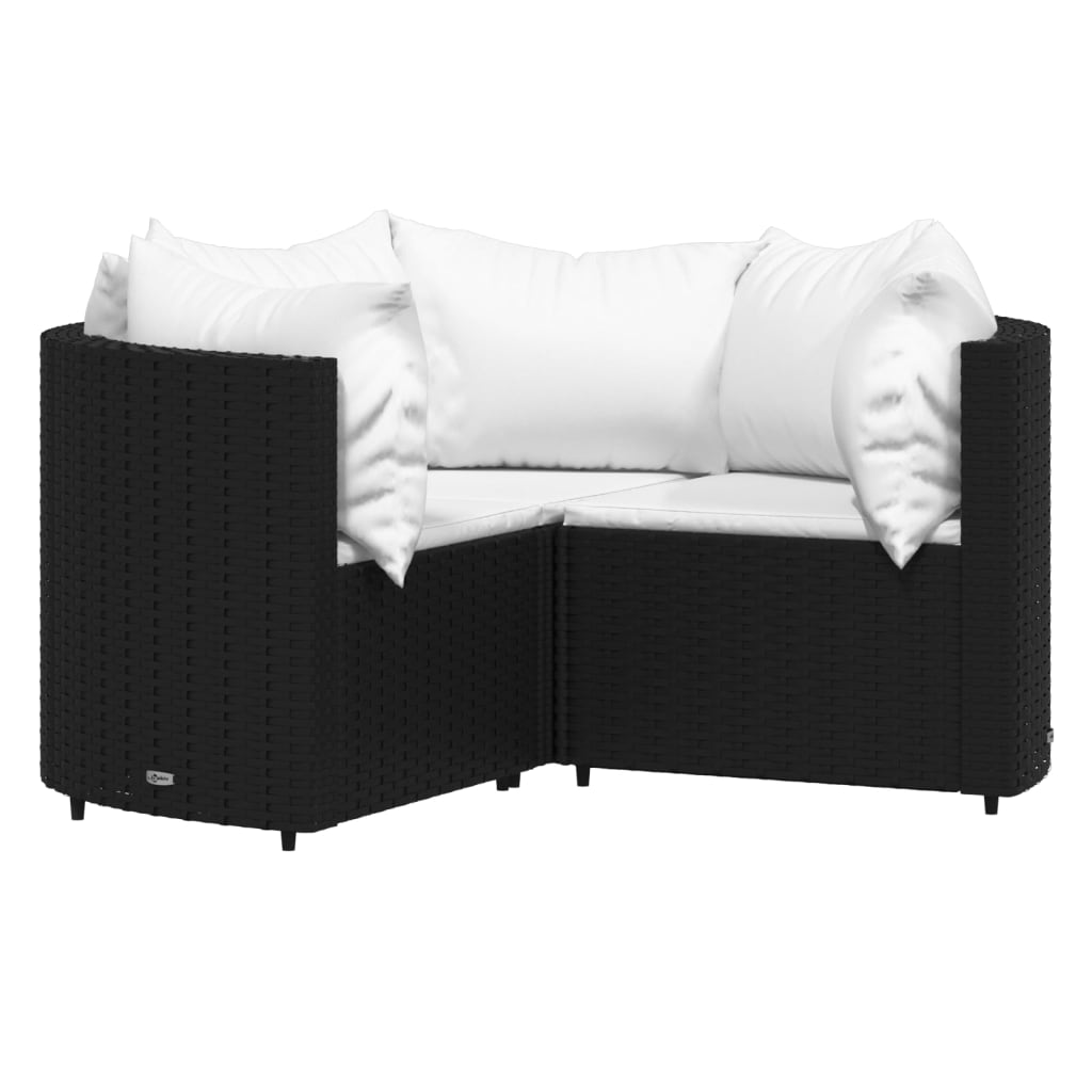 4-delige Loungeset met kussens poly rattan zwart is nu te koop bij PeponiXL, paradijselijk wonen!