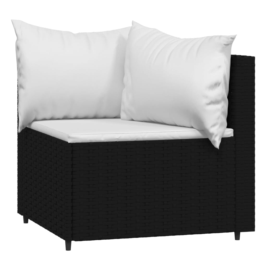 4-delige Loungeset met kussens poly rattan zwart is nu te koop bij PeponiXL, paradijselijk wonen!