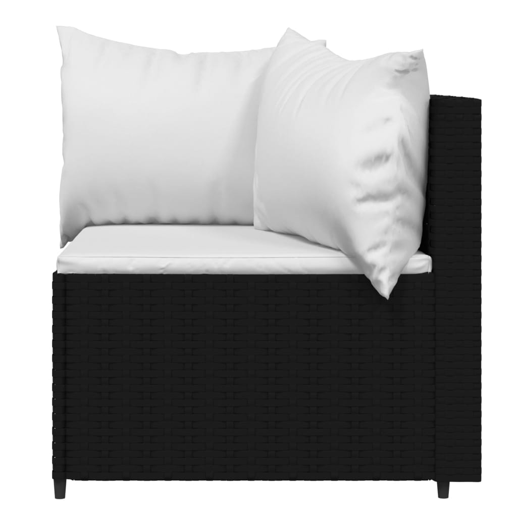 4-delige Loungeset met kussens poly rattan zwart is nu te koop bij PeponiXL, paradijselijk wonen!