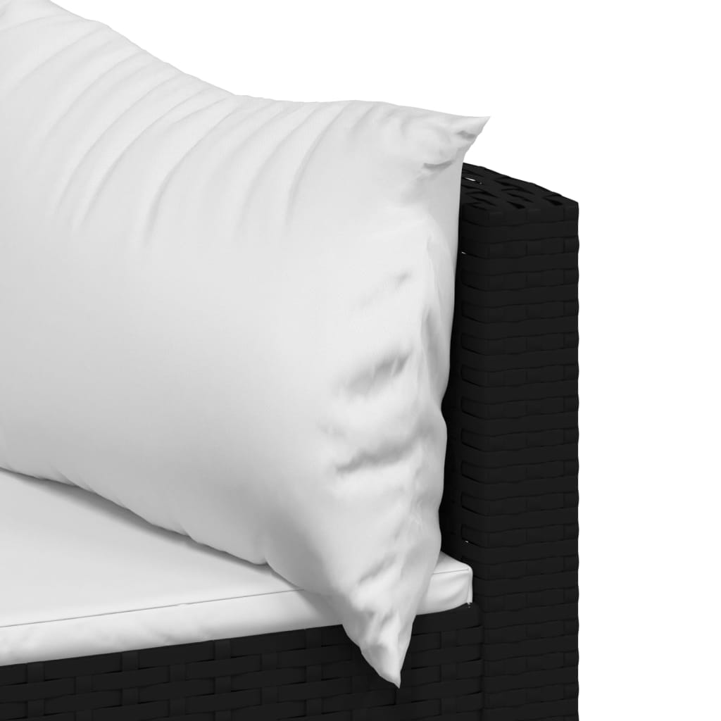 4-delige Loungeset met kussens poly rattan zwart is nu te koop bij PeponiXL, paradijselijk wonen!