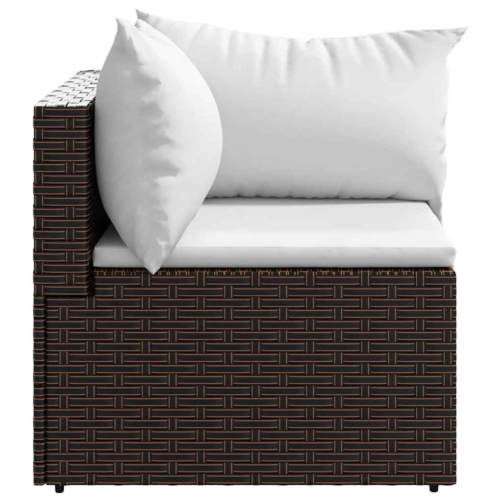 Tuinhoekbank met kussens poly rattan bruin is nu te koop bij PeponiXL, paradijselijk wonen!