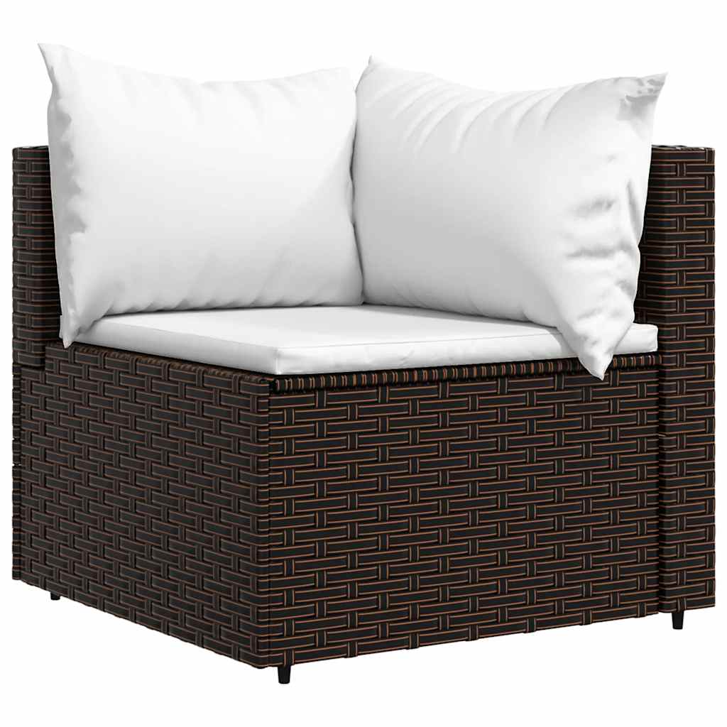Tuinhoekbank met kussens poly rattan bruin is nu te koop bij PeponiXL, paradijselijk wonen!